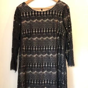 Black and nude lace shift dress. NWOT